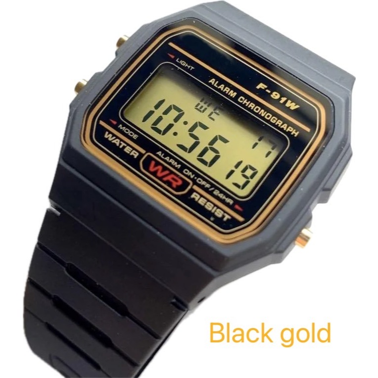 นาฬิกา แฟชั่น A1 ข้อมือผู้ชาย สายเรซิ่น รุ่น F-91W-Black