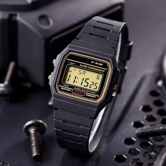 นาฬิกา แฟชั่น A1 ข้อมือผู้ชาย สายเรซิ่น รุ่น F-91W-Black