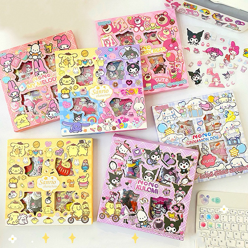 BowboShop 1บาท!! PET สติกเกอร์Sanrio&Labubu กันน้ำ สำหรับตกแต่งDIY พร้อมส่งจากไทย