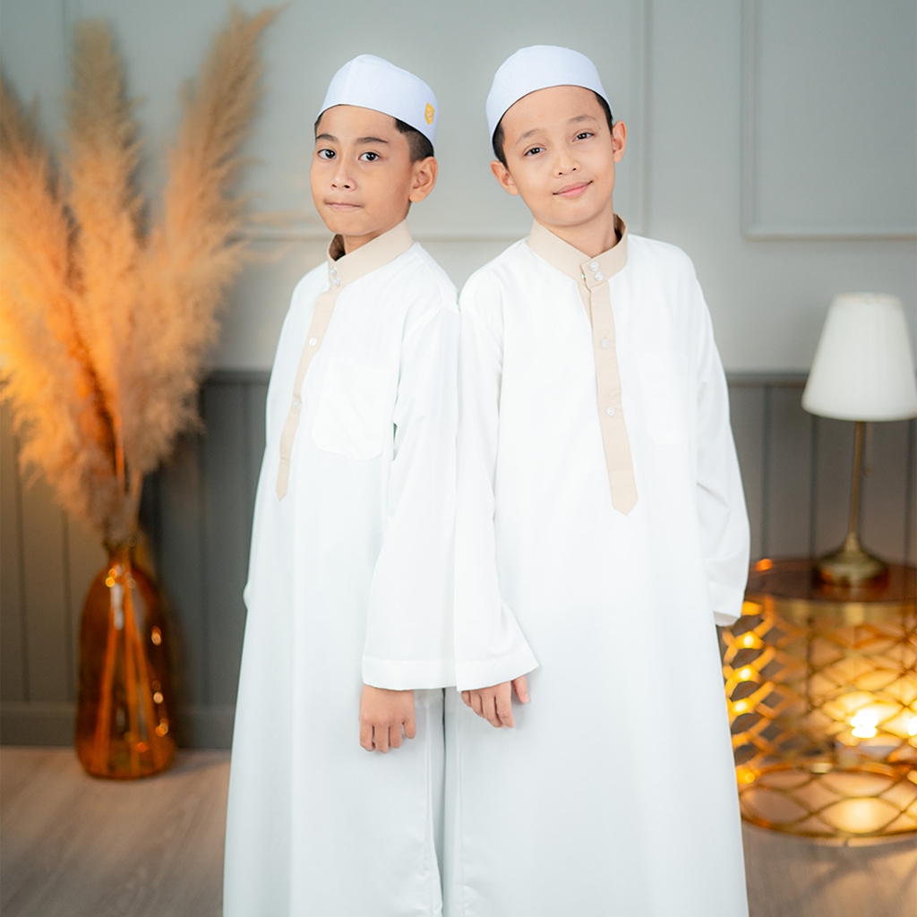 โต๊ปแขนยาว เด็กผู้ชาย งานคอปกทูโทนผ้าพริ้ว มีกระเป๋าข้าง BA36 วาริสมุสลิม - รูปที่ 3