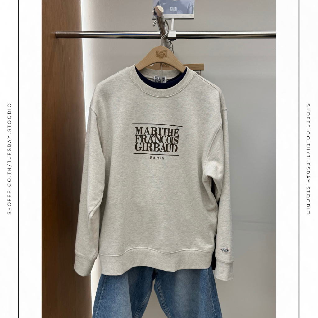 พร้อมส่ง Marithe CLASSIC LOGO SWEATSHIRT สี Oatmeal ไซส์ M