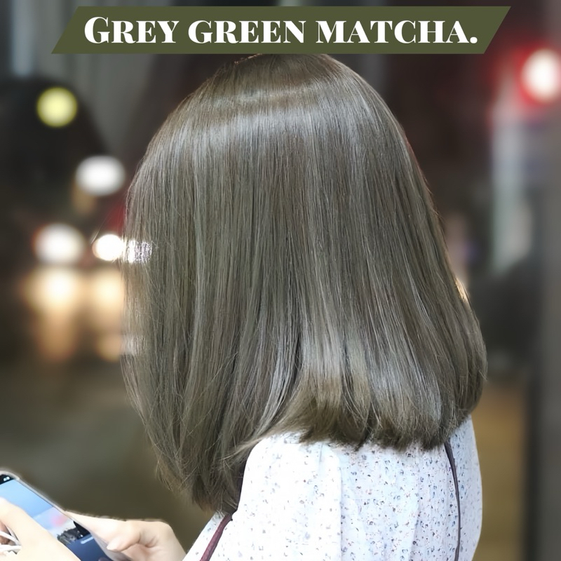 🍵Grey green matcha. เทาชาเขียว (พื้นผมระดับ6) รหัส99