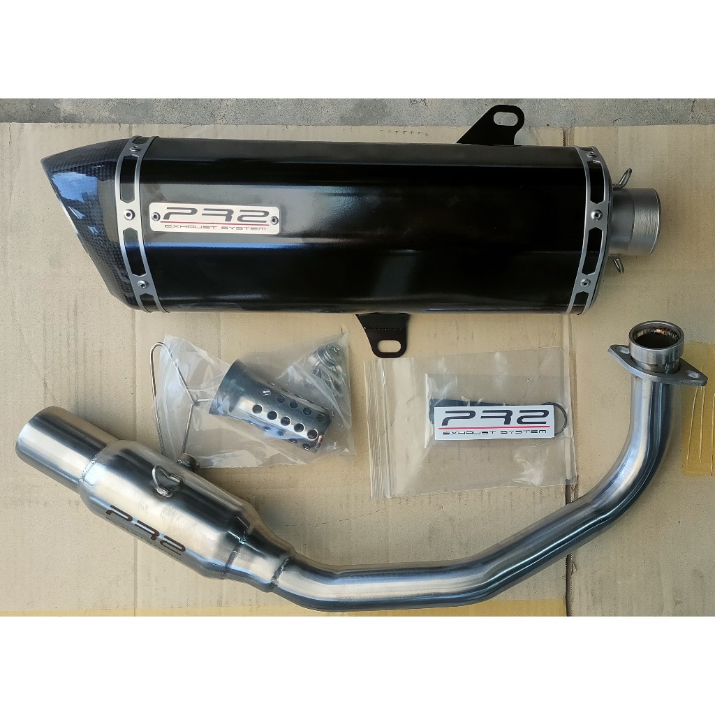 ชุดท่อฟูล คอท่อสแตนเลส ปลายท่อ PR2 AK BLACK COLOR 35 CM ใส่รถ HONDA FORZA350 ADV350