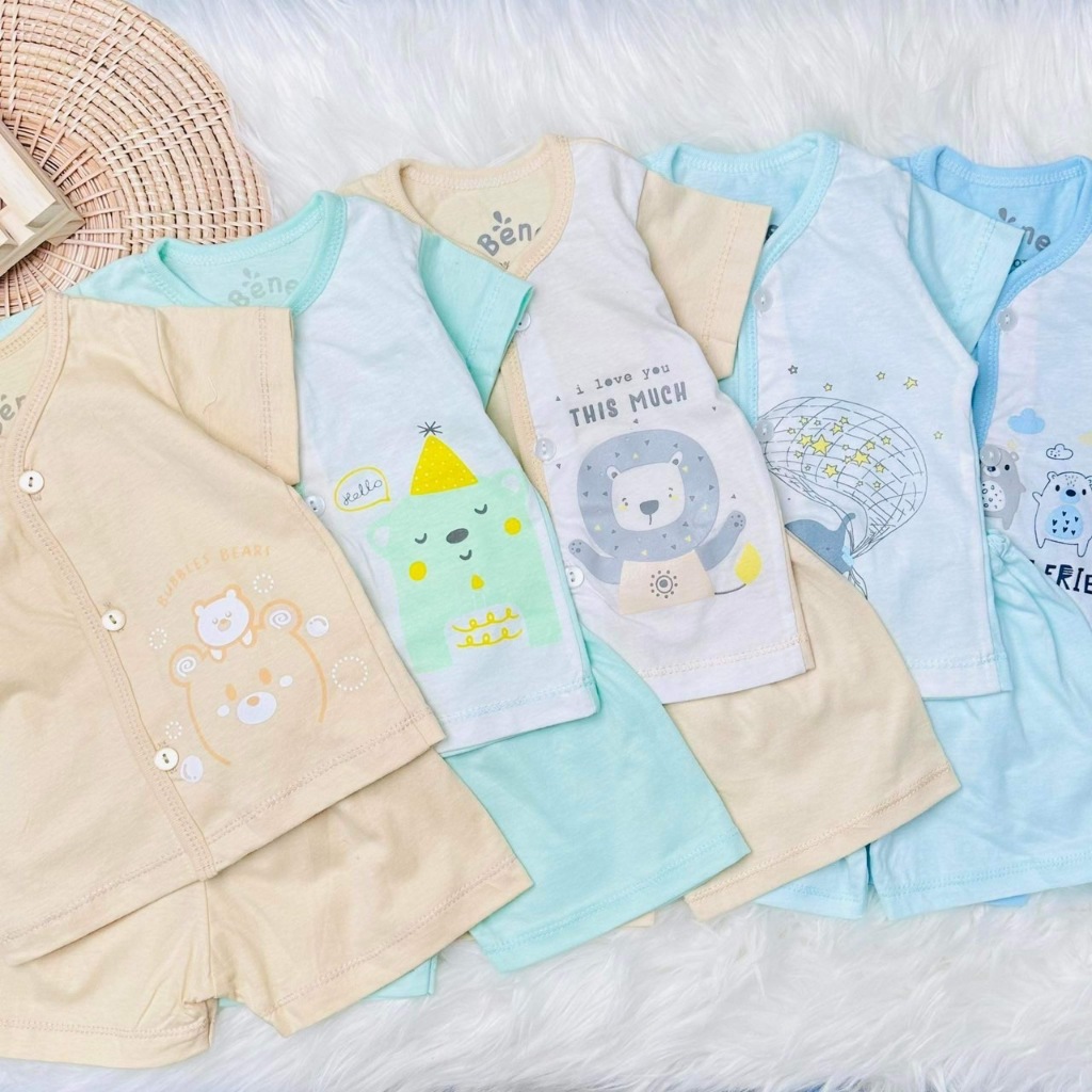 ชุดกระดุมแรกเกิด 5ชุด (สีพื้นBENE) 0-3 เดือนCOTTON