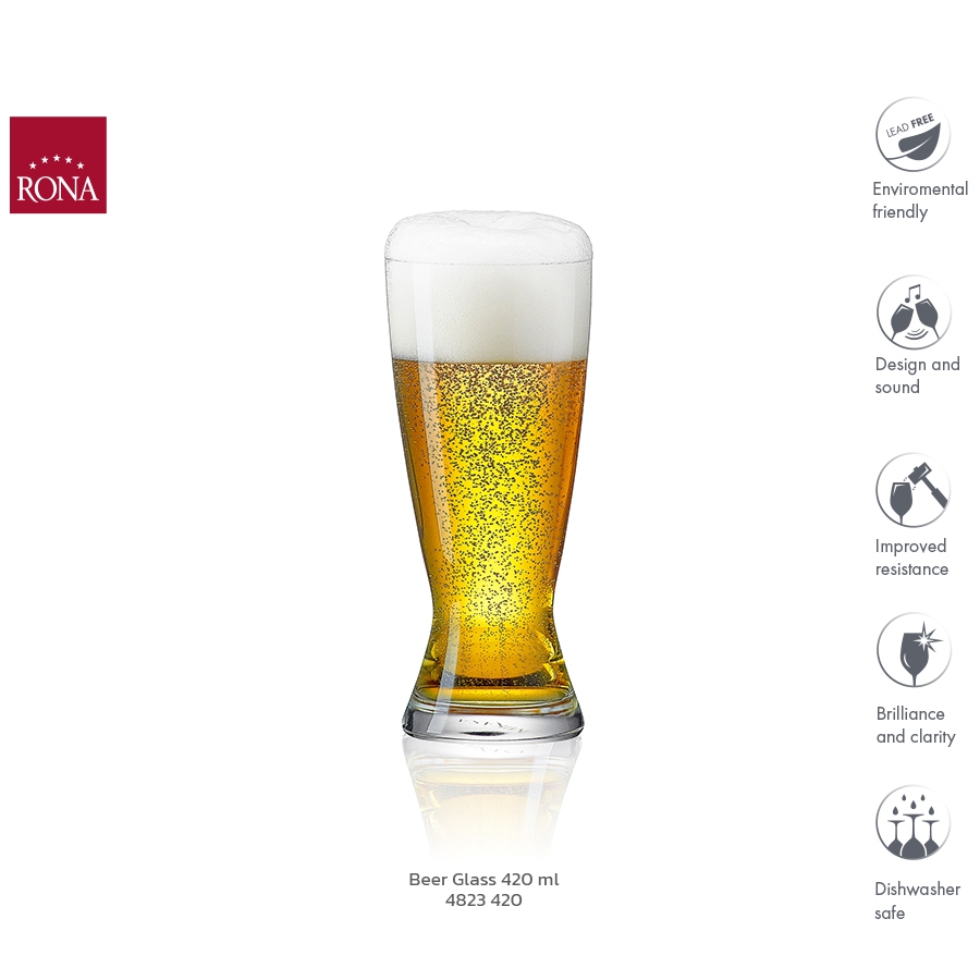 แก้วเบียร์ Rona Weizen Beer Glass  420 ml (1 ใบ) แก้วคริสตัล