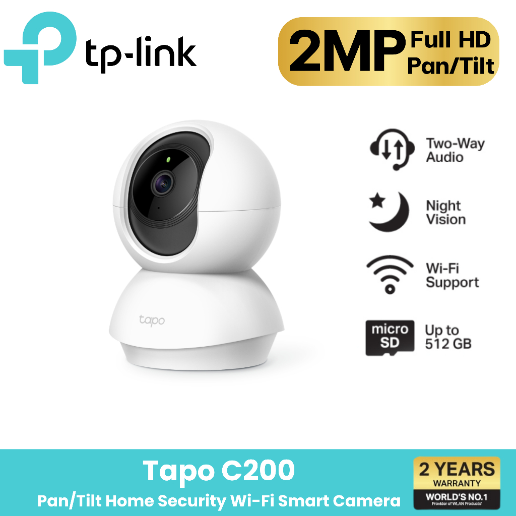 TP-Link Tapo C200 กล้อง Wifi ความละเอียด Full HD 1080p หมุนได้ ซูมได้ มีไมค์มีลำโพงในตัว คุยโต้ตอบกันได้ รับประกัน 2 ปี