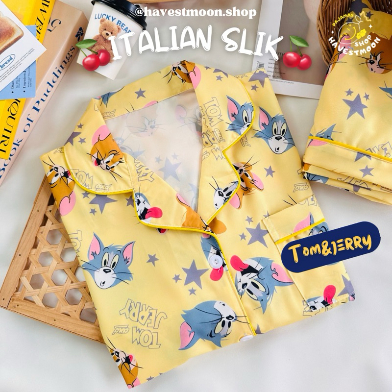𝐓𝐨𝐦&𝐣𝐞𝐫𝐫𝐲 แขนสั้น-ขาสั้น ผ้าไหมอิตาลี่พรีเมี่ยม สินค้าพร้อมส่ง