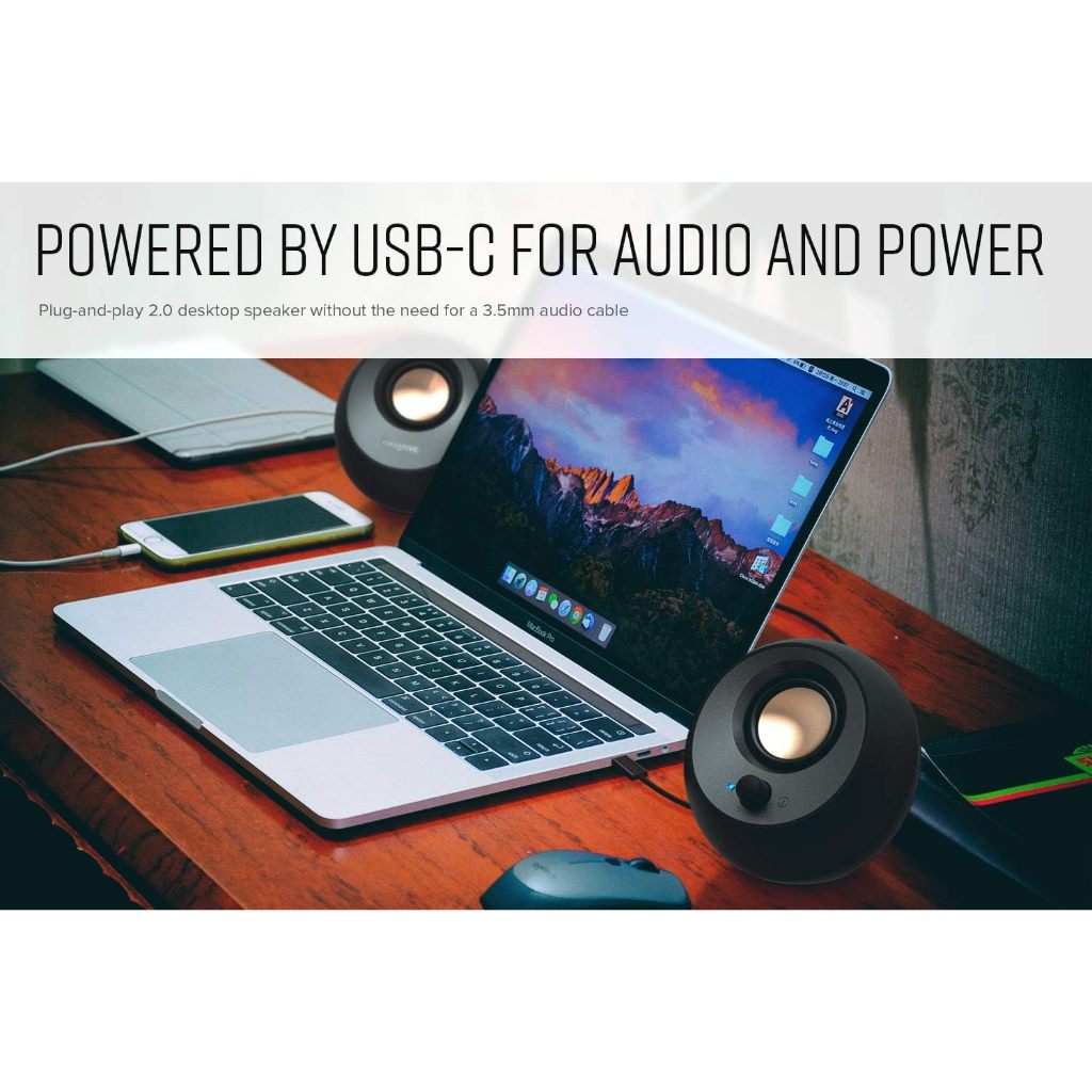 CREATIVE Pebble V3 (Bluetooth 5.0) ลำโพงสไตล์มินิมอล รองรับ USB-C / บูลทูธ -ของแท้รับประกัน 1 ปี