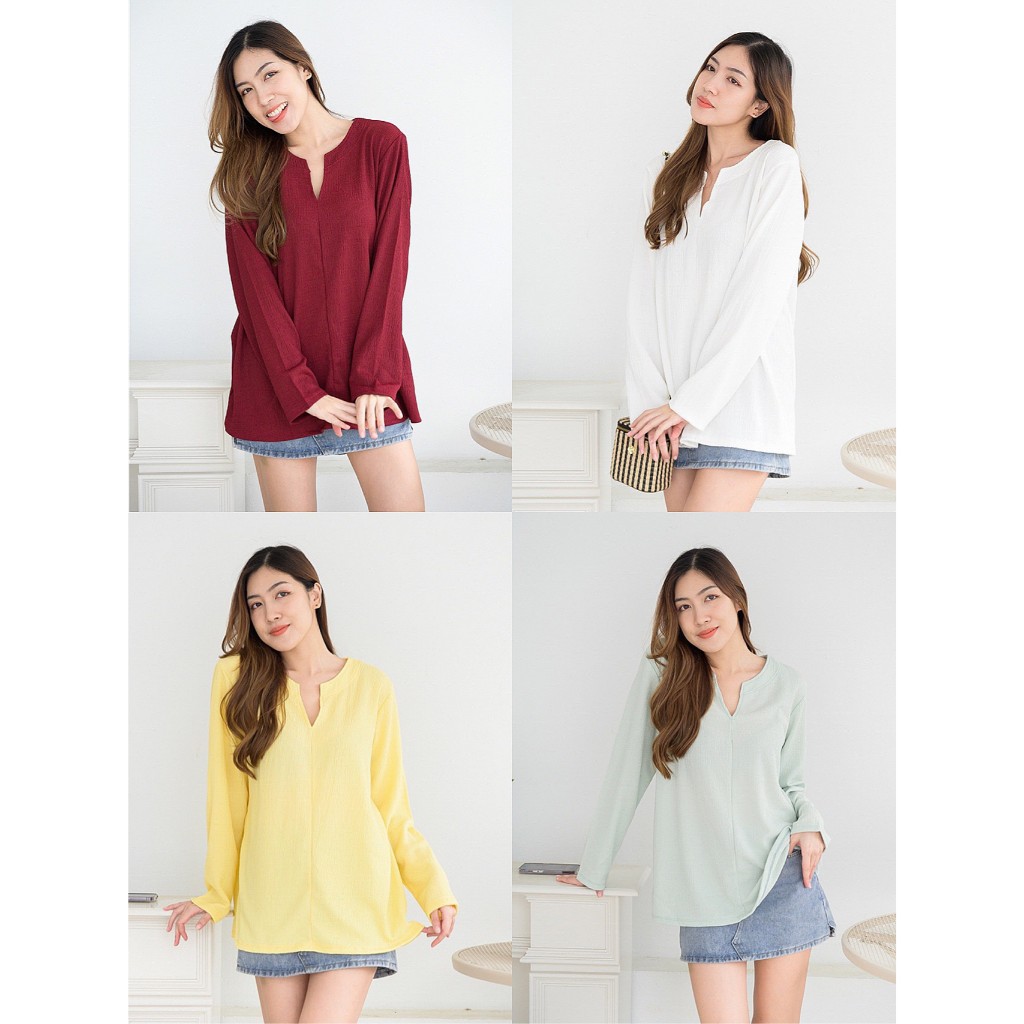 MY TOP เสื้อแขนยาวคอผ่า ตัวยาว ผ้าเปลือกไม้ใส่สบายไม่ร้อนค่า E123  (MTP5I) CARDIGAN_NISTA