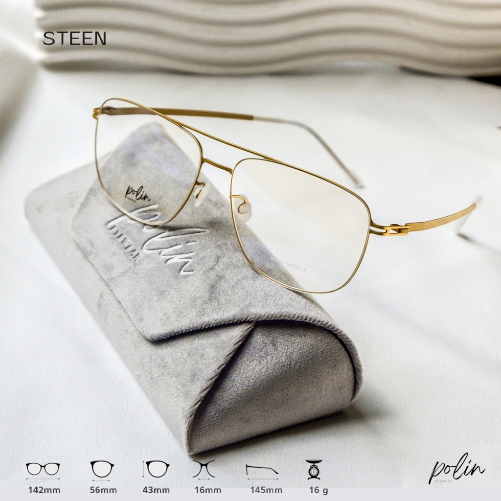 Polin STEEN กรอบแว่นน้ำหนัก เบาทน ไร้สกรู ทรงสวยหรู