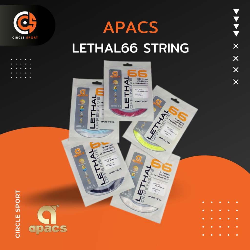 เอ็นแบดมินตัน Apacs Lethal 66 Offensive (0.66mm Hard Feel) สินค้าลิขสิทธิ์แท้ 100%