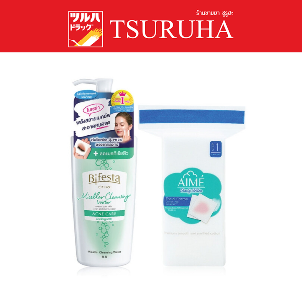 บิเฟสต้า ไมเซล่า เคลนซิ่ง วอเตอร์ แอคเน่ 400 มล.+สำลี/BIFESTA MICEL WATER ACNE 400ML+COTTON