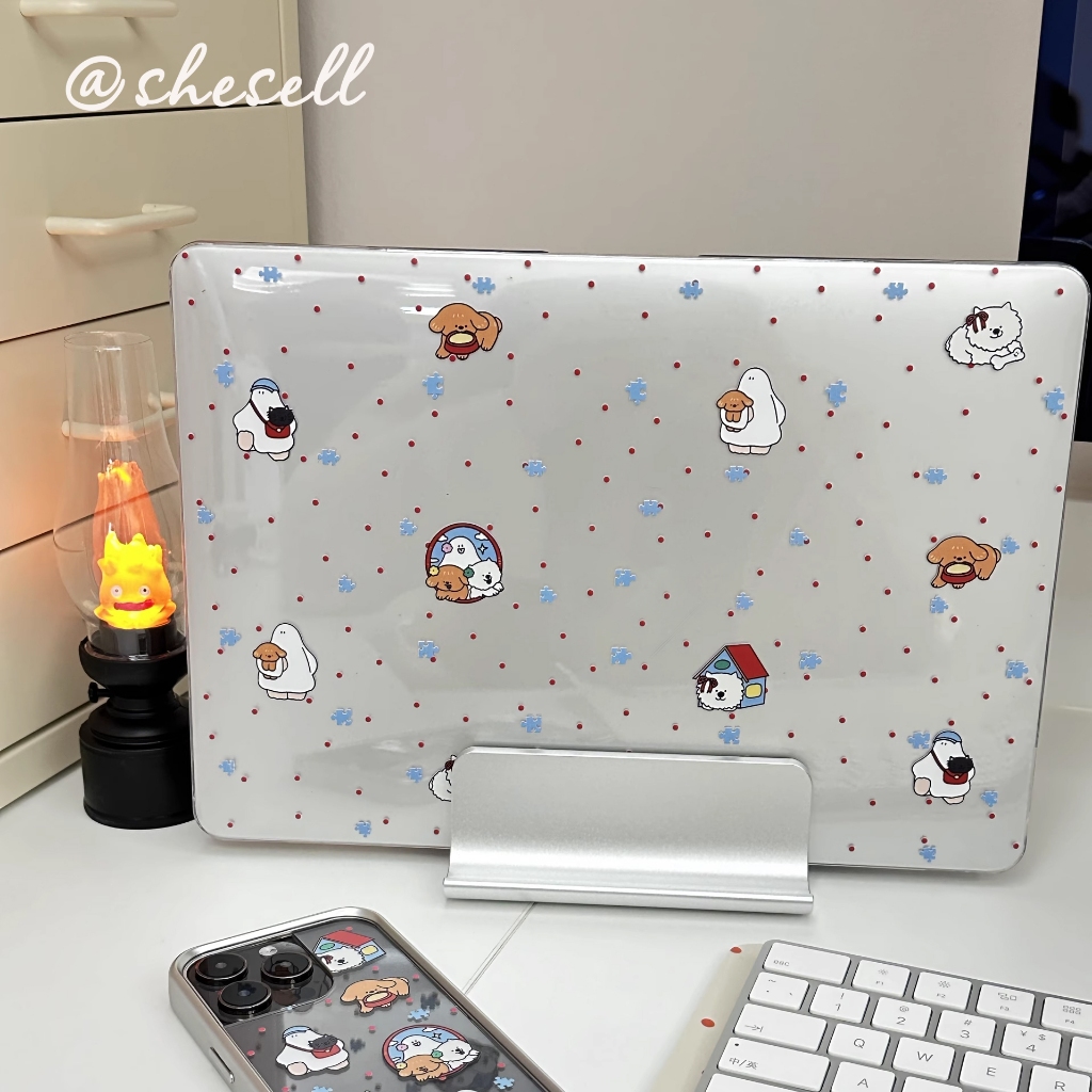 Shesell พร้อมส่ง✨Macbook Case (Glitter)Cute Ghost M4 2025 Air13/15/Pro13นิ้ว case สําหรับ แมค A2681