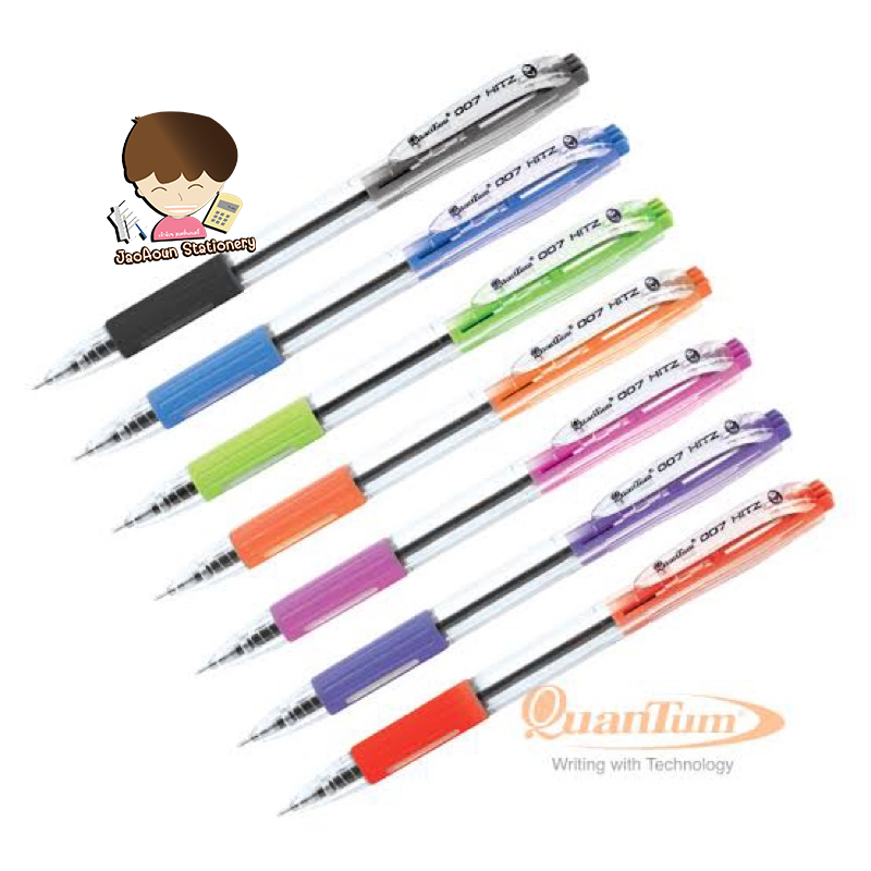 ปากกกาลูกลื่น quantum 007 hitz  น้ำเงิน แดง ดำ (50ด้าม/กระปุก)