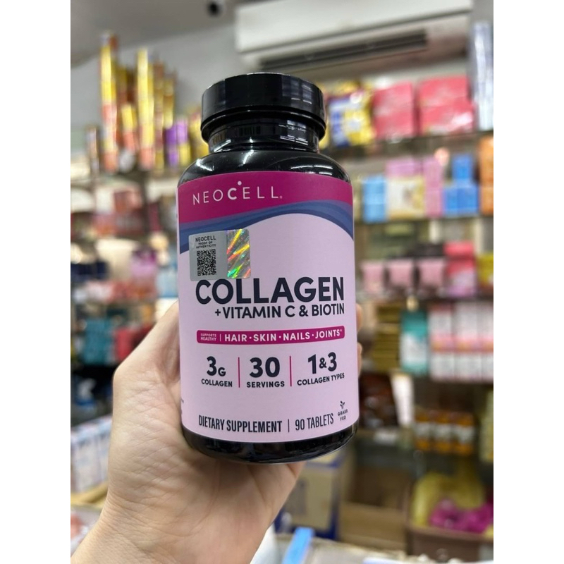 NeoCell Super Collagen + Vitamin C & Biotin Supplement Tablets, for Hair, Skin, and Nails, 90 Count