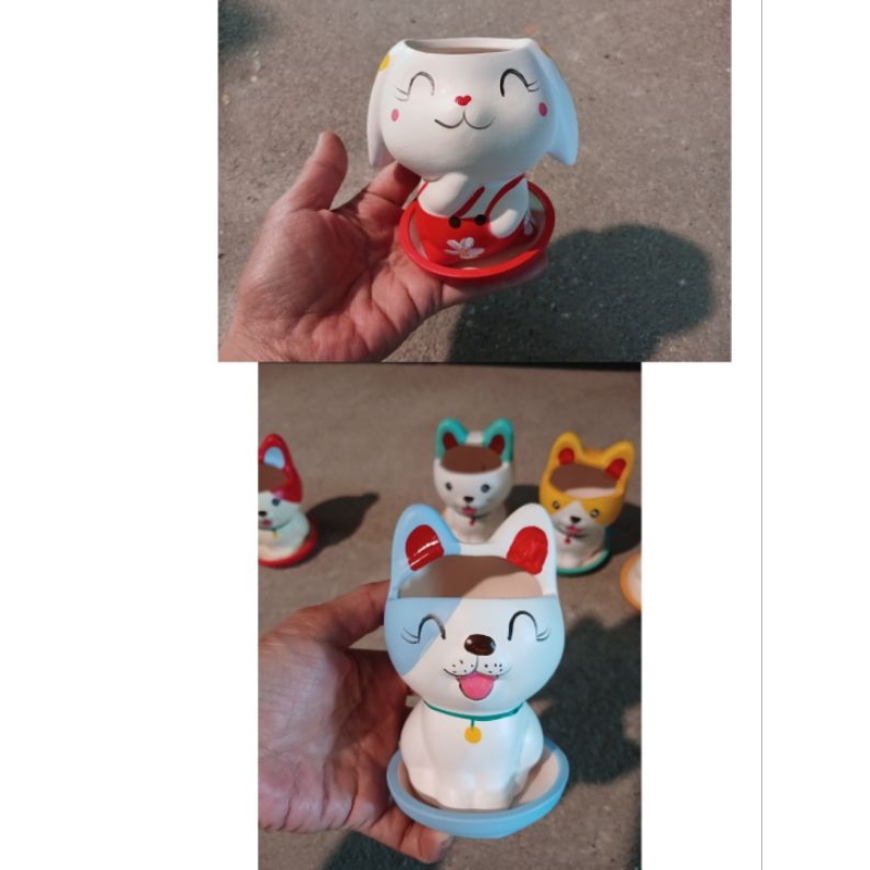 กระถางเซรามิครูปน้องแมว/น้องกระต่าย(4ชุดราคา 100 บาท)