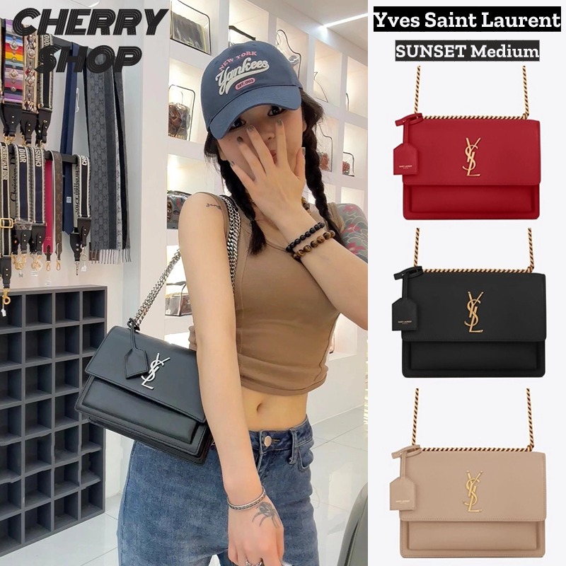 แซงต์โลร็องต์ 🍒Yves Saint Laurent SUNSET Medium 🍒YSL กระเป๋าสะพายข้างผู้หญิง