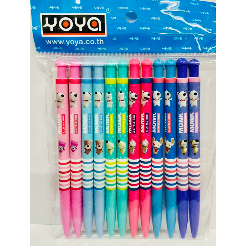 YOYA ปากกา ลูกลื่น แฟนซี หมึกน้ำเงิน หัวปากกา 0.38 (12ด้าม)(พร้อมส่ง)