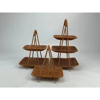 Forward ตะกร้าหวาย ตะกร้าสาน ถาดสาน มีหูหิ้ว วัสดุหวายเทียม มีให้เลือก1-3ชั้น rattan basket รหัสสินค้า RA-FD546/548