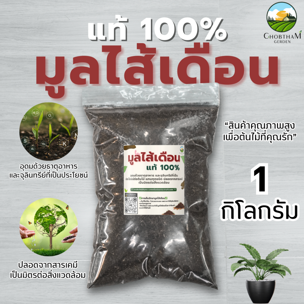 มูลไส้เดือน แท้ 100%  จากธรรมชาติ  ผสมปลูกแคนตัส แก้ปัญหาดินเค็ม ปรับสมดุลในดิน เนื้อมูลไส้เดือนร่วน
