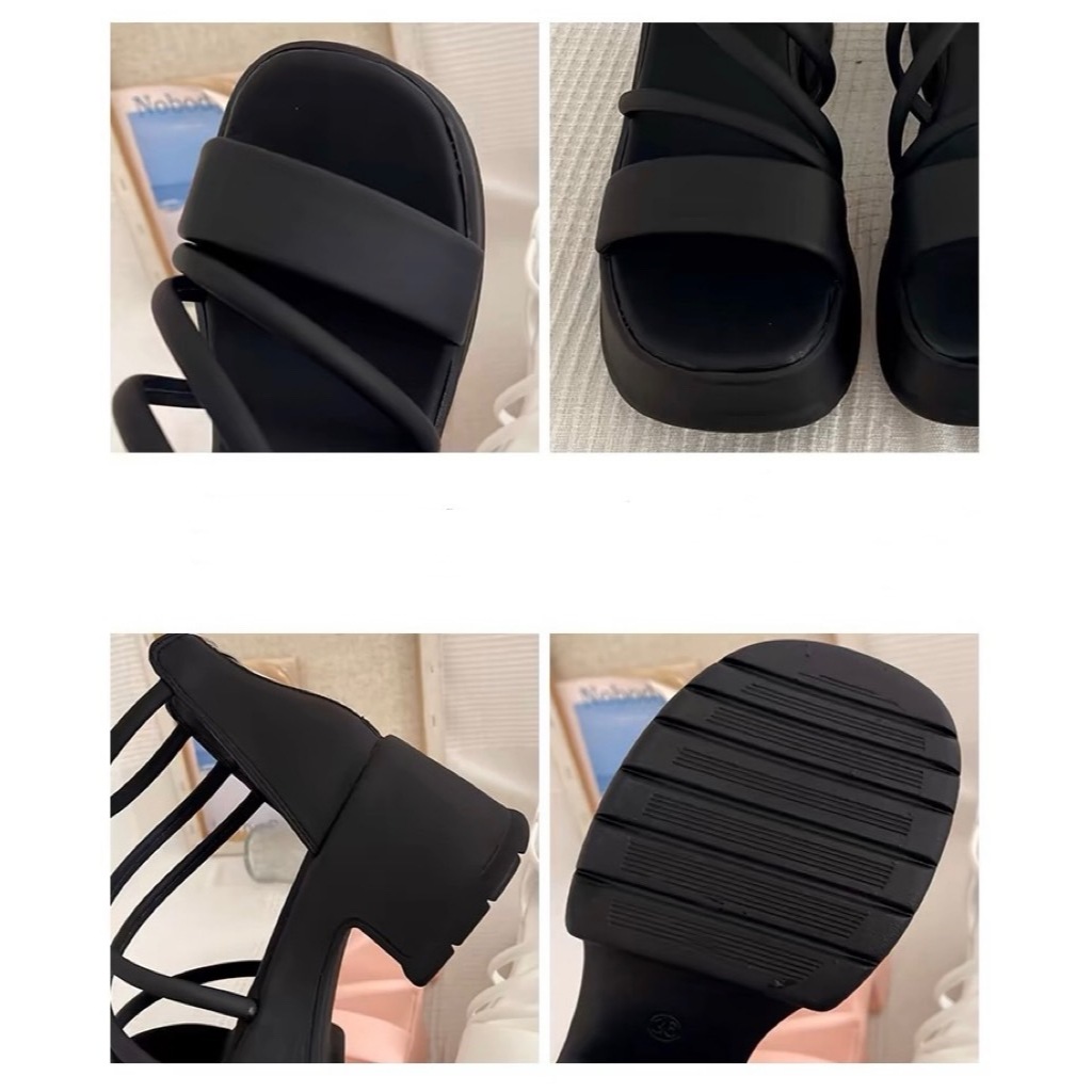 พร้อมส่งจากไทย  TX567 รองเท้าส้นสูง 7 ซม. หนัง PU ส้นหนา  สายคาดหน้า เปิดหน้าเท้า สไตล์โรมัน แฟชั่นใหม่ สําหรับผู้หญิง - รูปที่ 7