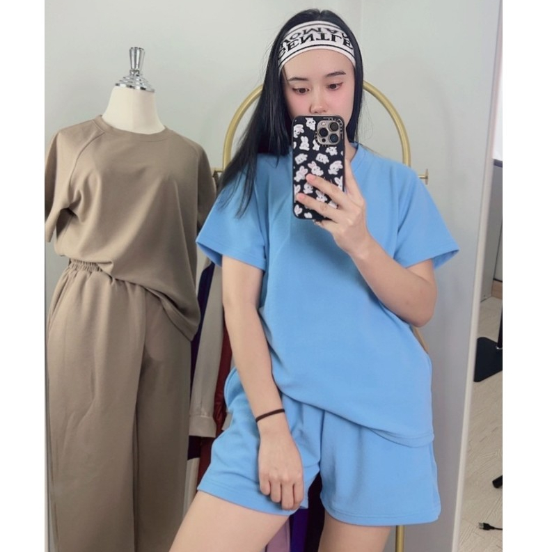 🇹🇭พร้อมส่ง🇹🇭 ชุดเซ็ท ขาสั้น 2 ชิ้น ชุดแฟชั่น เสื้อผ้าแฟชั่น ใส่สบายสุดๆ ไม่ต้องรีด ใส่อยู่บ้านก็ได้ ลุคชิลล์แต่ดูแพง - รูปที่ 5