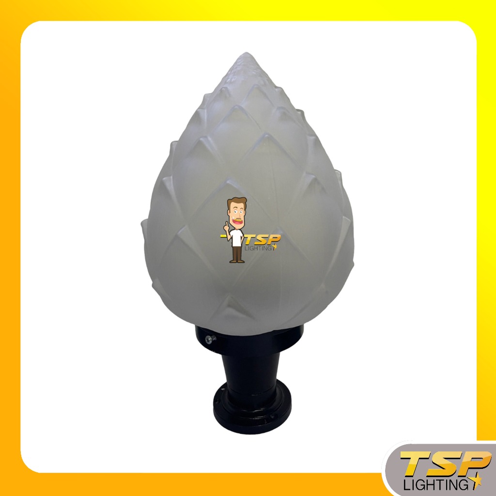 TSP Lighting │  โคมไฟหัวเสา 8นิ้ว ทรงบัวกลีบ โคมไฟตกแต่งภายนอก โคมตกแต่งสวนภายนอก โคมหัวเสา