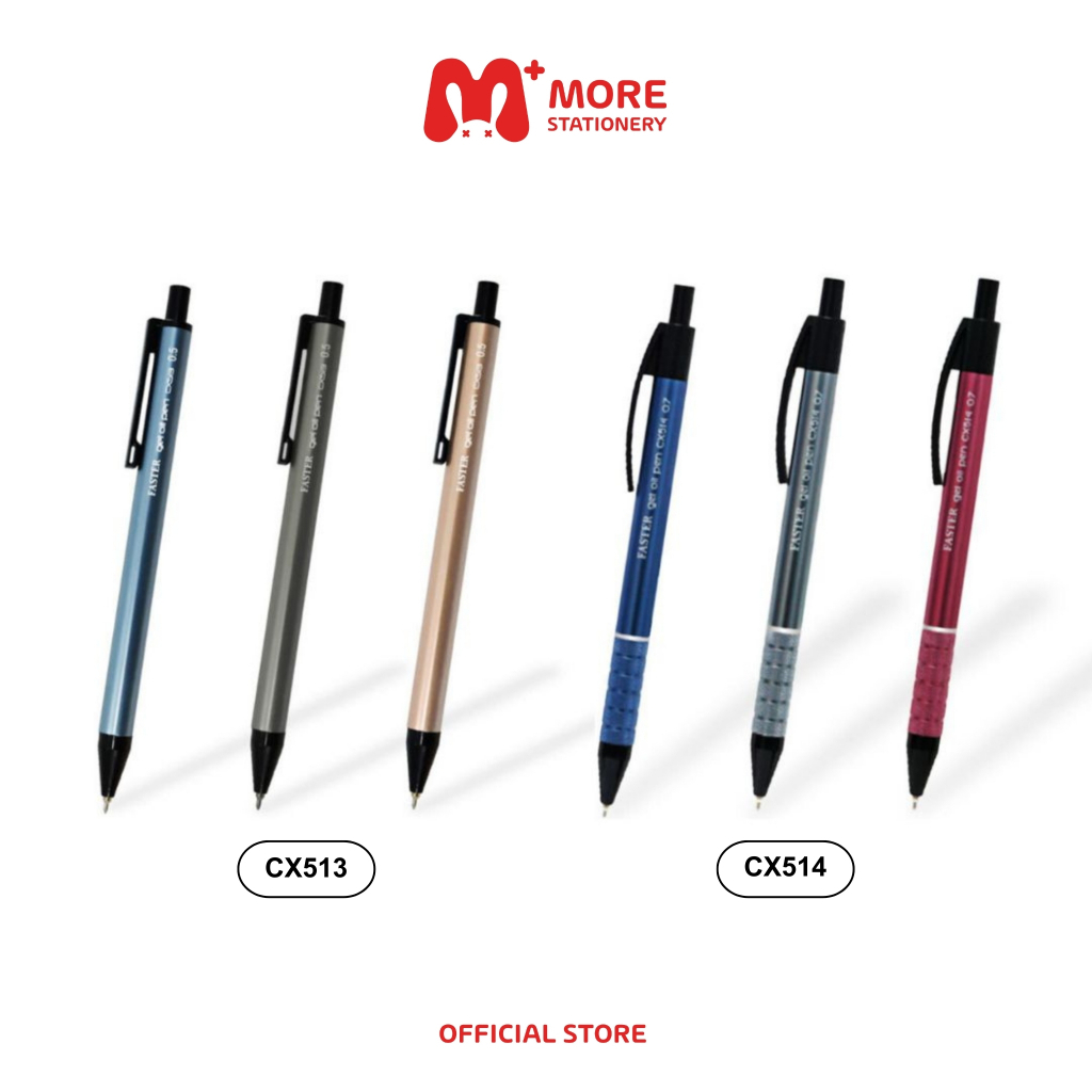 Faster (ฟาสเตอร์) ปากกาเจล หมึกน้ำเงิน Gel Oil Pen รหัส CX513 0.5mm., CX514 0.7mm.