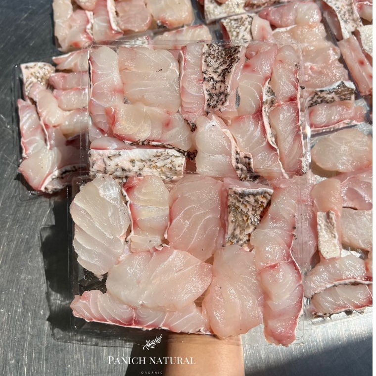 Panich Natural ปลาเก๋าสไลด์ (2ถาด/pack) ปลา อาหารทะเล สด ปลอดสารเคมี