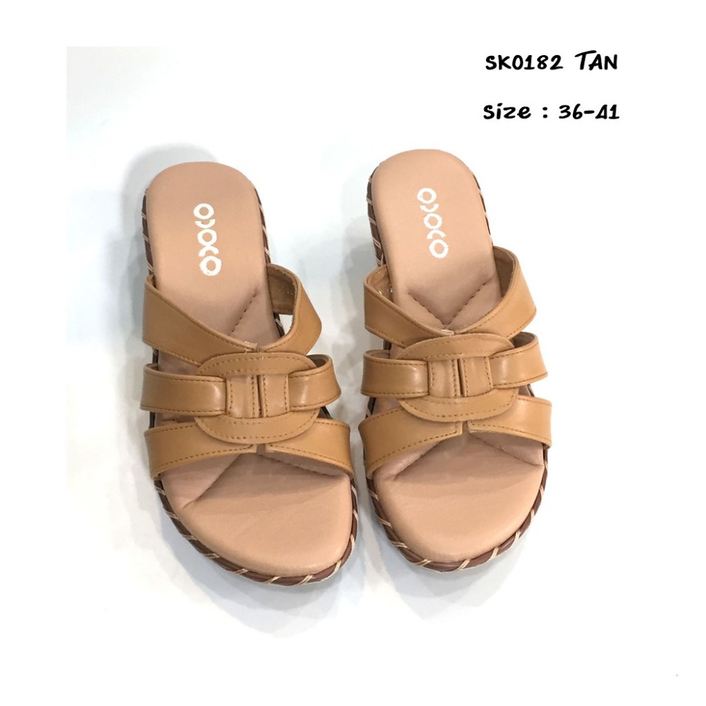 5okshop  รองเท้าแตะ เพื่อสุขภาพ แฟชั่น หน้าสวม ส้นเตารีดเย็บเชือก สูง2นิ้ว นิ่มใส่สบาย SK0182 - รูปที่ 4