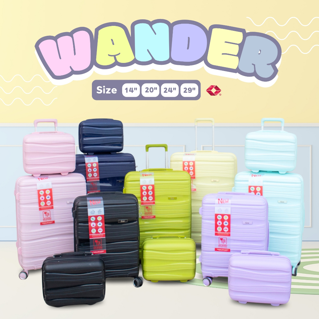 กระเป๋าเดินทางล้อลาก Huge รุ่น Wander 14/20/24/29นิ้ว มี7สีให้เลือก รุ่นซิป วัสดุPP แข็งแรงทนทาน กันกระแทกและทนทานกันน้ำ