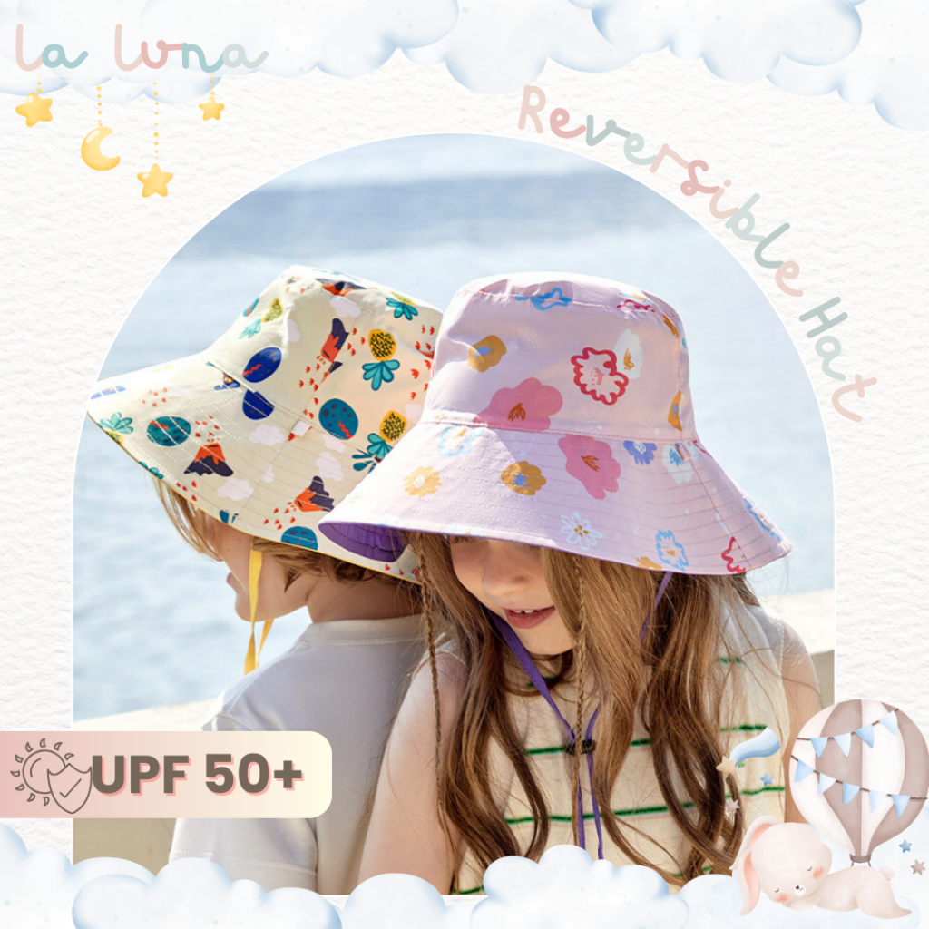 La Luna x KocoTree หมวกเด็ก หมวกบักเก็ตทูโทน สำหรับเด็ก ใส่ได้ 2 ด้าน แปลงเป็นกระเป๋าได้ (Bucket Hat)
