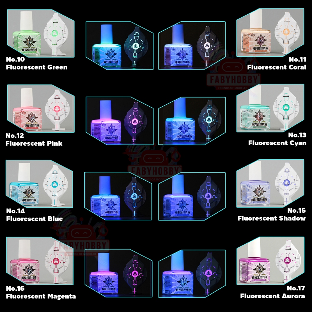 Panel Line Fluorescence - น้ำยาตัดเส้นสีสะท้อนแสง สูตรน้ำกลิ่นไม่แรง กันดั้ม กันพลา หุ่นยนต์ รถยนต์ - รูปที่ 5