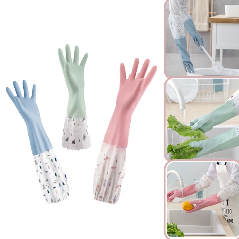 45CM ถุงมือล้างจานแข็งแรง และทนทานมัลติฟังก์ชั่กันน้ำถุงมือยาว