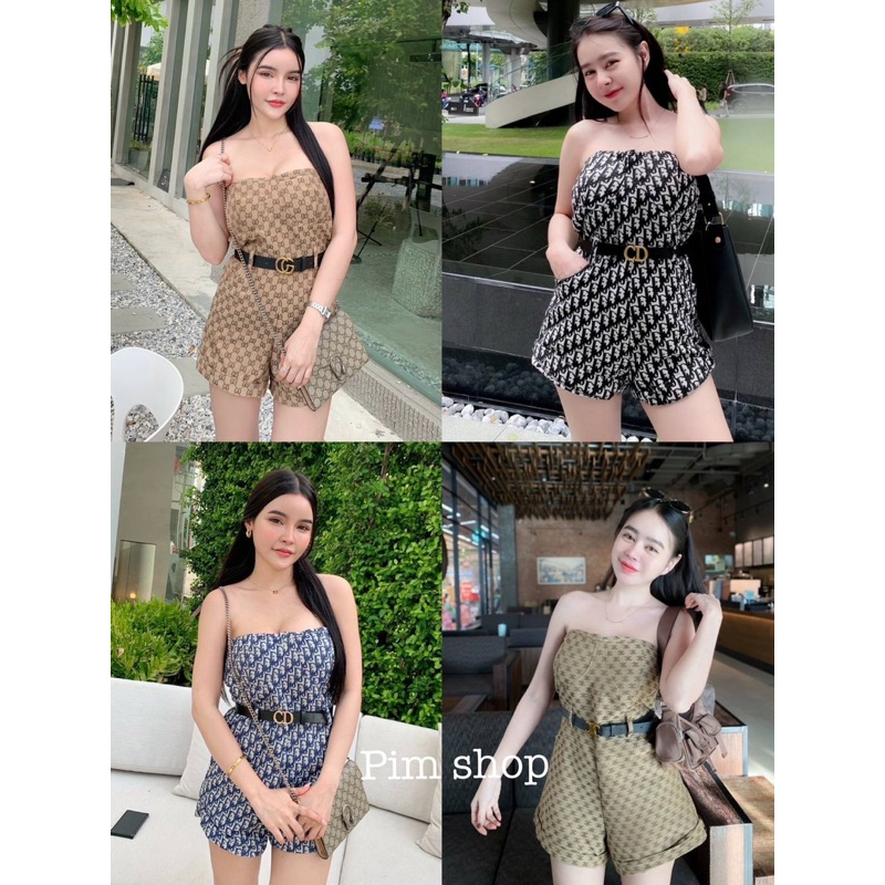จั๊มขาสั้นเซท2ชิ้น เรียบ หรู ดูแพง สวยจึ้งงงงง แพทเทริน คือปังสุดๆ จั้มผ้าทอเก็บหุ่นสวย ใส่แล้วดูไฮโซ มาพร้อมเข็มขัด