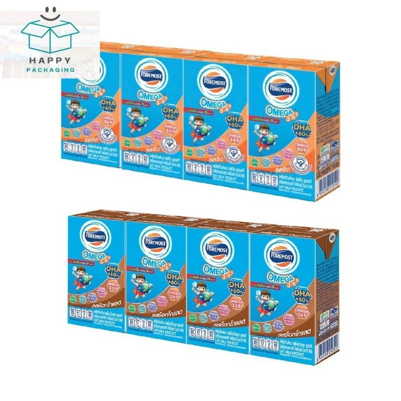 (ลัง48กล่อง) โฟร์โมสต์ โอเมก้า นมยูเอชที รสจืด/ช็อกโกแลต 110มล. นม