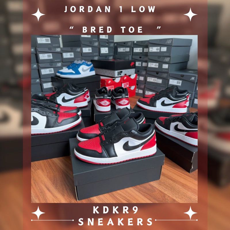 Jordan 1 Low Bred Toe ของแท้ พร้อมส่ง