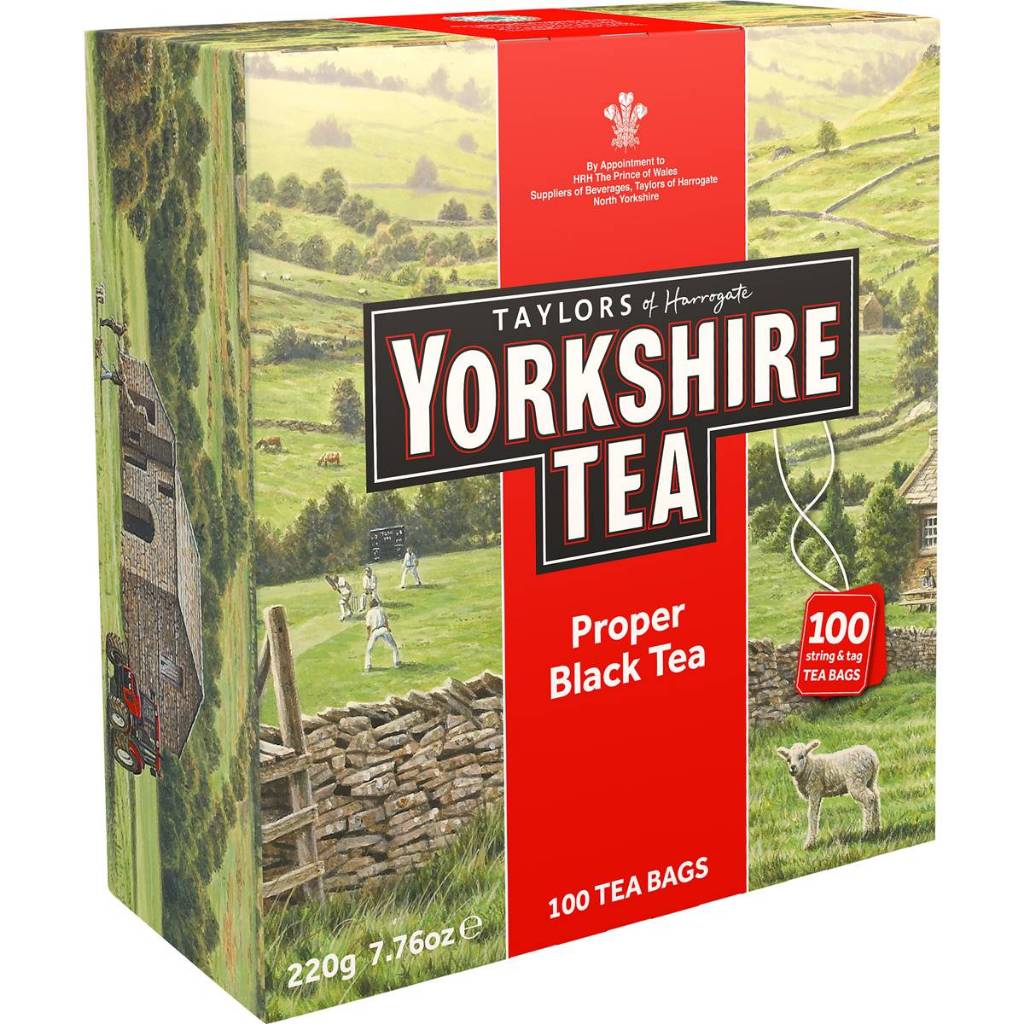 ชายอร์คเชียร์ 100 ถุง(ชาถุงเปลือย ไม่มีซองบรรจุแยก)/Taylors Of Harrogate Yorkshire Tea Bags 100 Pack