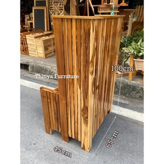ชั้นวางของอเนกประสงค์ ไม้สักแท้ ชั้นเข้ามุม แบบไล่ระดับ ขนาด45x65x100ซม.