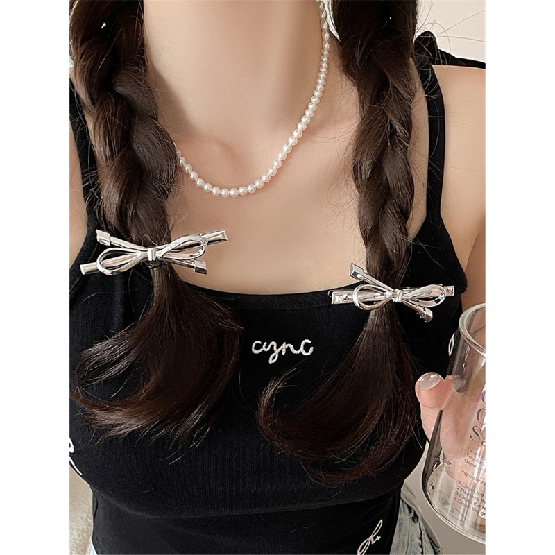 [พร้อมส่งในไทย] กิ๊บโลหะ กิ๊บปากเป็ด กิ๊บโบว์ กิ๊บติดผมสีเงิน กิ๊บติดผมสไตล์เกาหลี