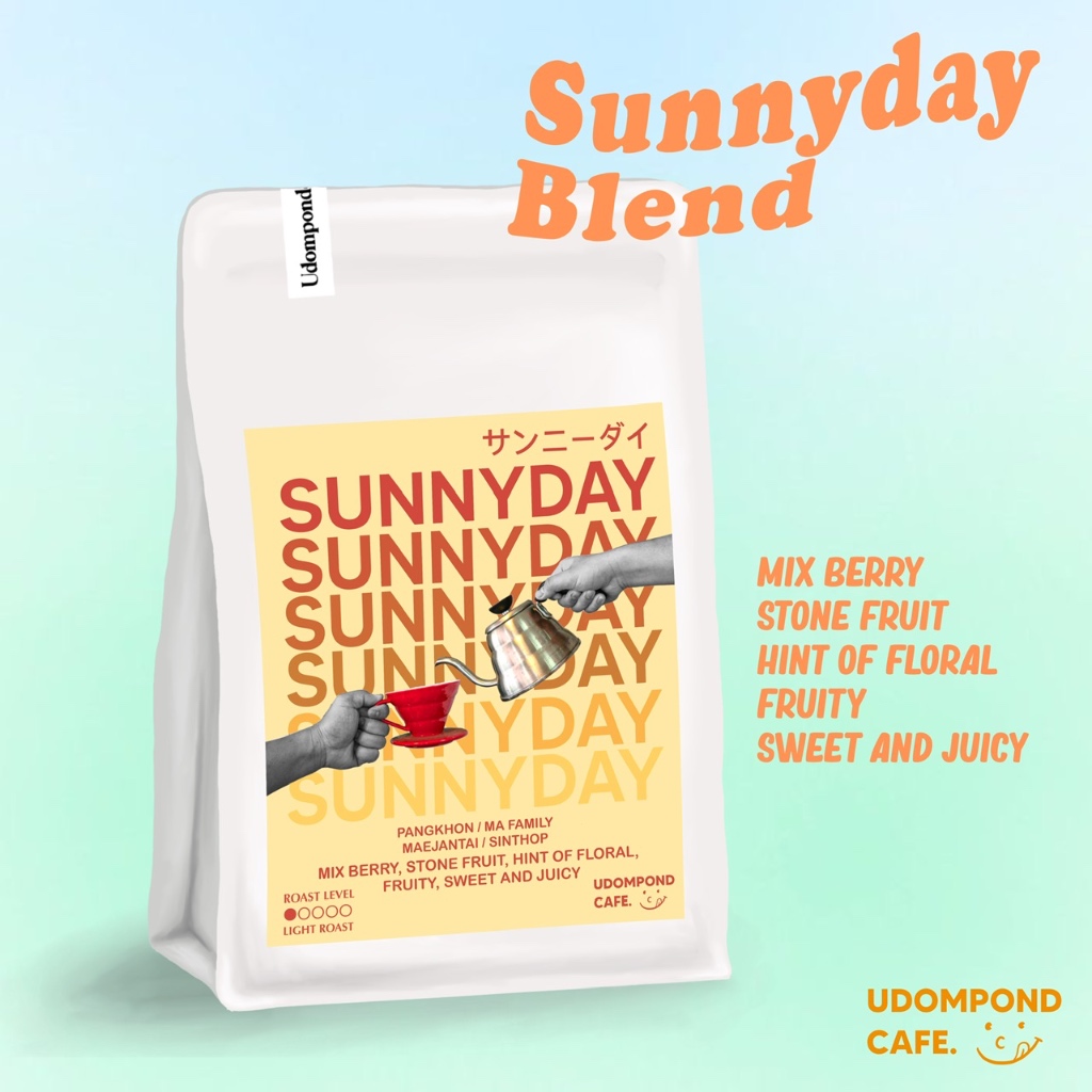 เมล็ดกาแฟเบลนคั่วอ่อน Sunnyday Blend อุดมพรคาเฟ่ โทนเบอร์รี่ ฟรุ๊ตตี้