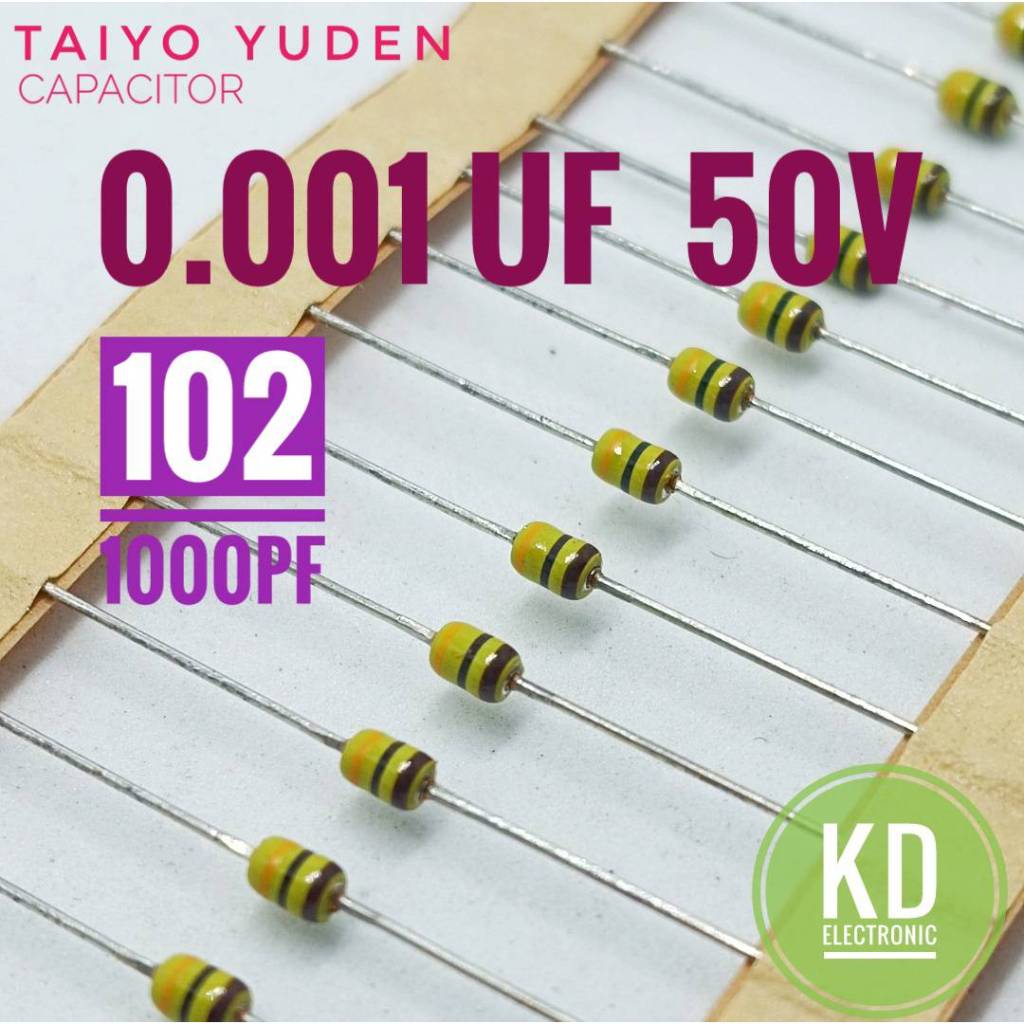 ((ชุด 50ตัว)) 0.001uF 50v TAIYO YUDEN Multilayer Ceramic Capacitors / 1000pF / 102 #คาปาซิเตอร์
