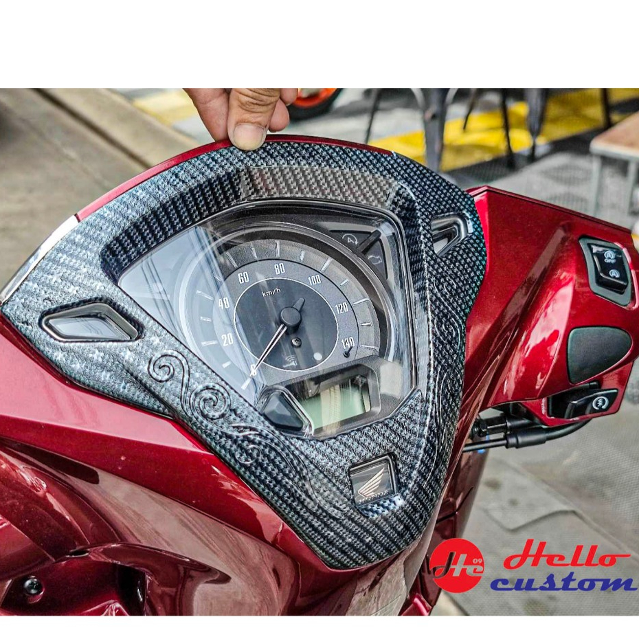 ครอบเรือนไมล์ ลายเคฟล่า / โครเมียม (ครอบทับของเดิม) สำหรับ Honda Lead125