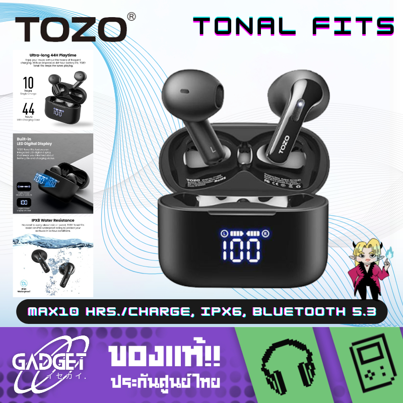 TOZO - Tonal Fits หูฟังบลูทูธ หูฟังเอียบัด หูฟังไร้สาย Max10 Hrs./Charge, IPX6, Bluetooth 5.3