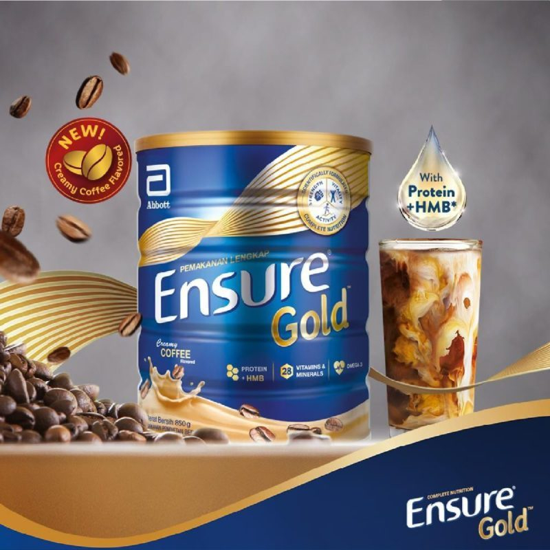 ENSURE HMB GOLD COFFEE 800 G. กาแฟ เอนชัวร์ โกลด์ กลิ่นกาแฟ อาหารเสริมสูตรครบถ้วน