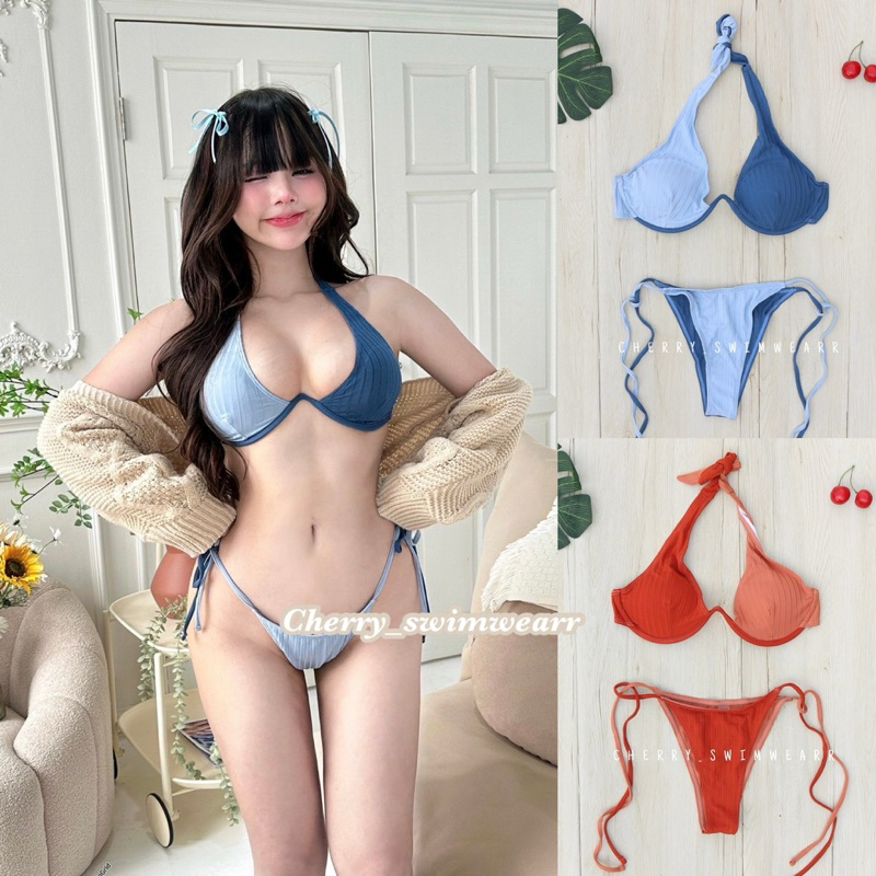 ชุดว่ายน้ำ บิกินี่ทูโทน มีโครง มีฟองน้ำพร้อมส่ง by Cherry_swimwearr