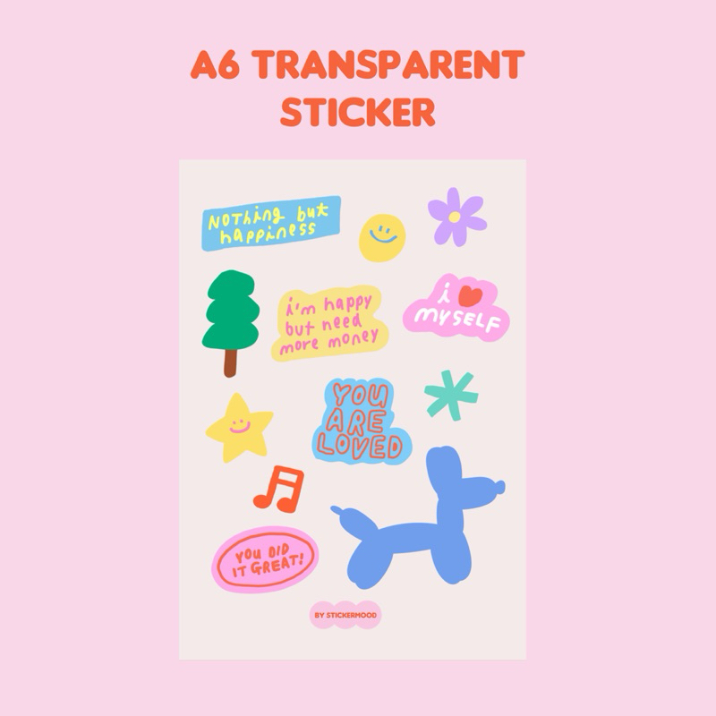 **ทักแชทขอโค้ด** I love myself transparent sticker สติกเกอร์ใสหลังขุ่น 🐶🫶🏻🌲 (Sa6_044)
