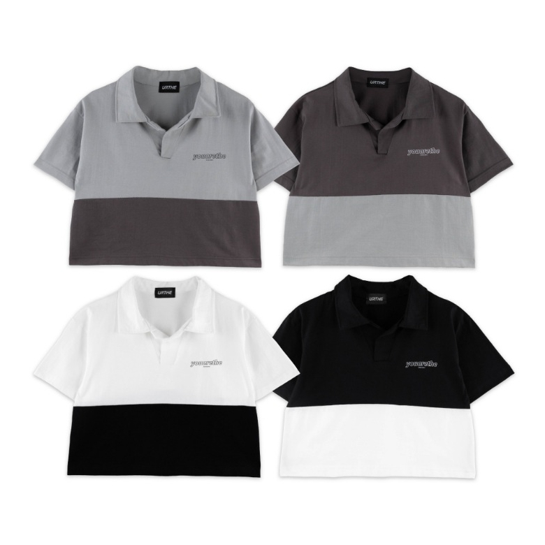 URTHE - เสื้อโปโลครอป เเขนสั้น รุ่น DECADE CLASSIC POLO CROP