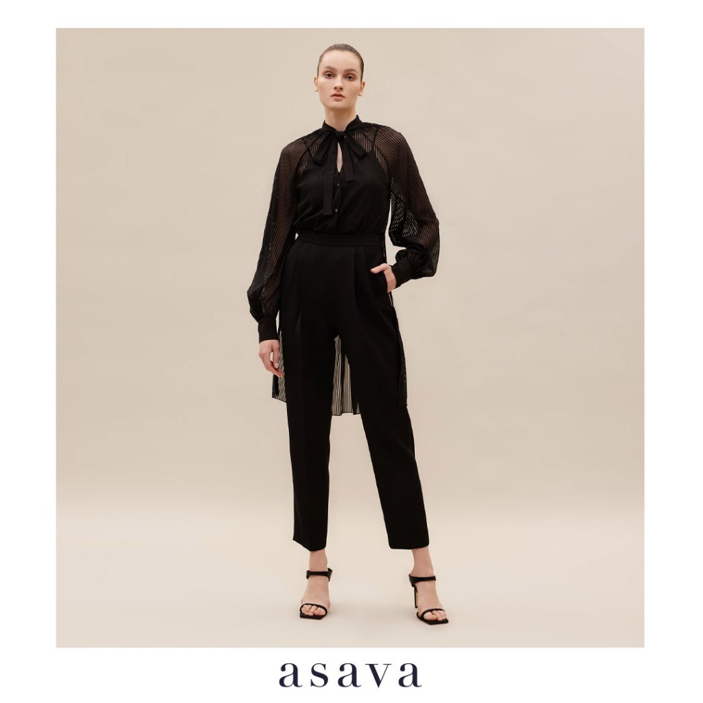 [asava ss24] Kalena Tapered Pants กางเกงผู้หญิง ขายาว เอวสูง กระเป๋าข้าง ซิปหลัง