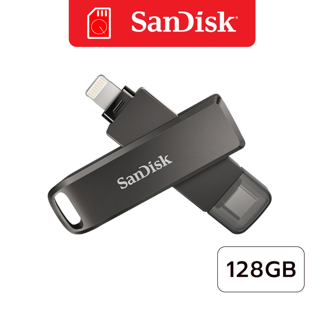 SanDisk iXpand Flash Drive Luxe 128G (SDIX70N-128G-GN6NE) แฟลชไดรฟ์2in1 สำหรับ iPhone และ USB Type C